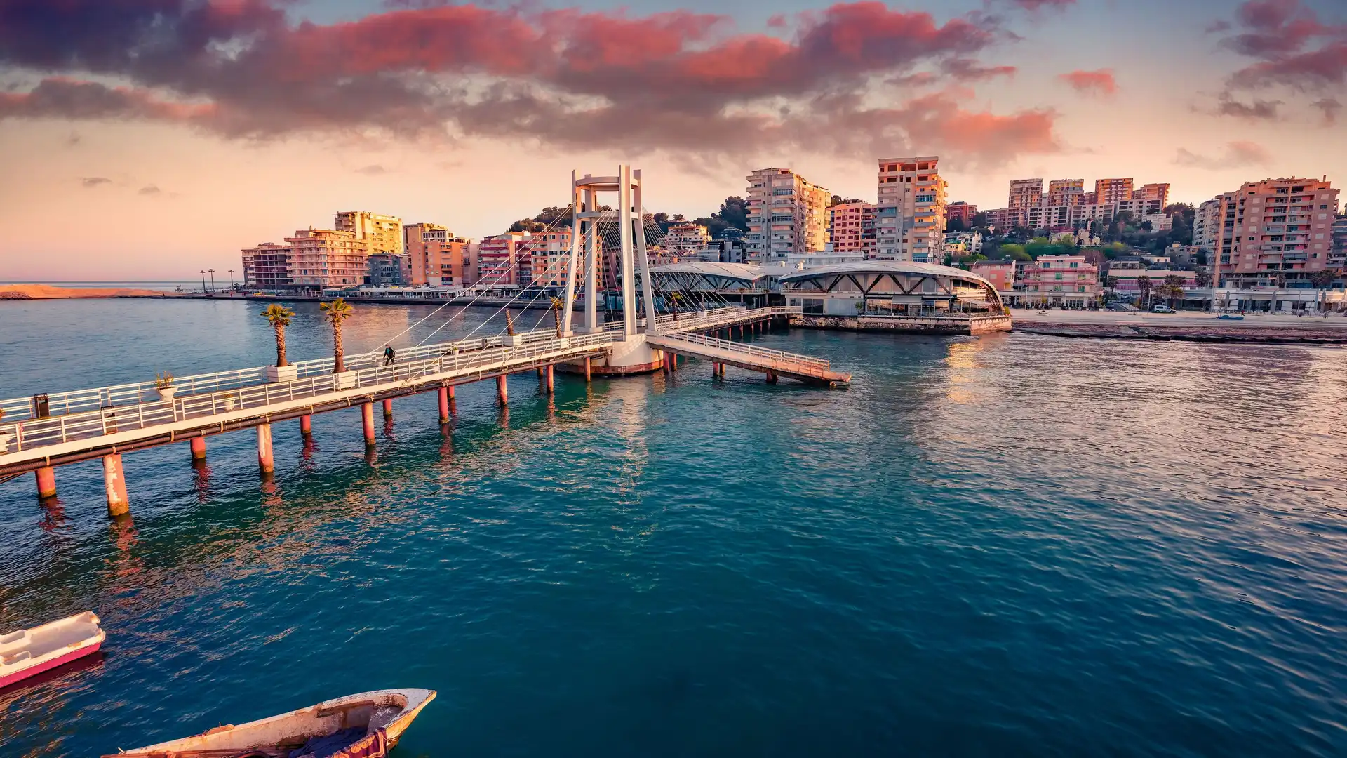 Durrës's Adriatic seafront and ancient Roman amphitheatre in the city centre
